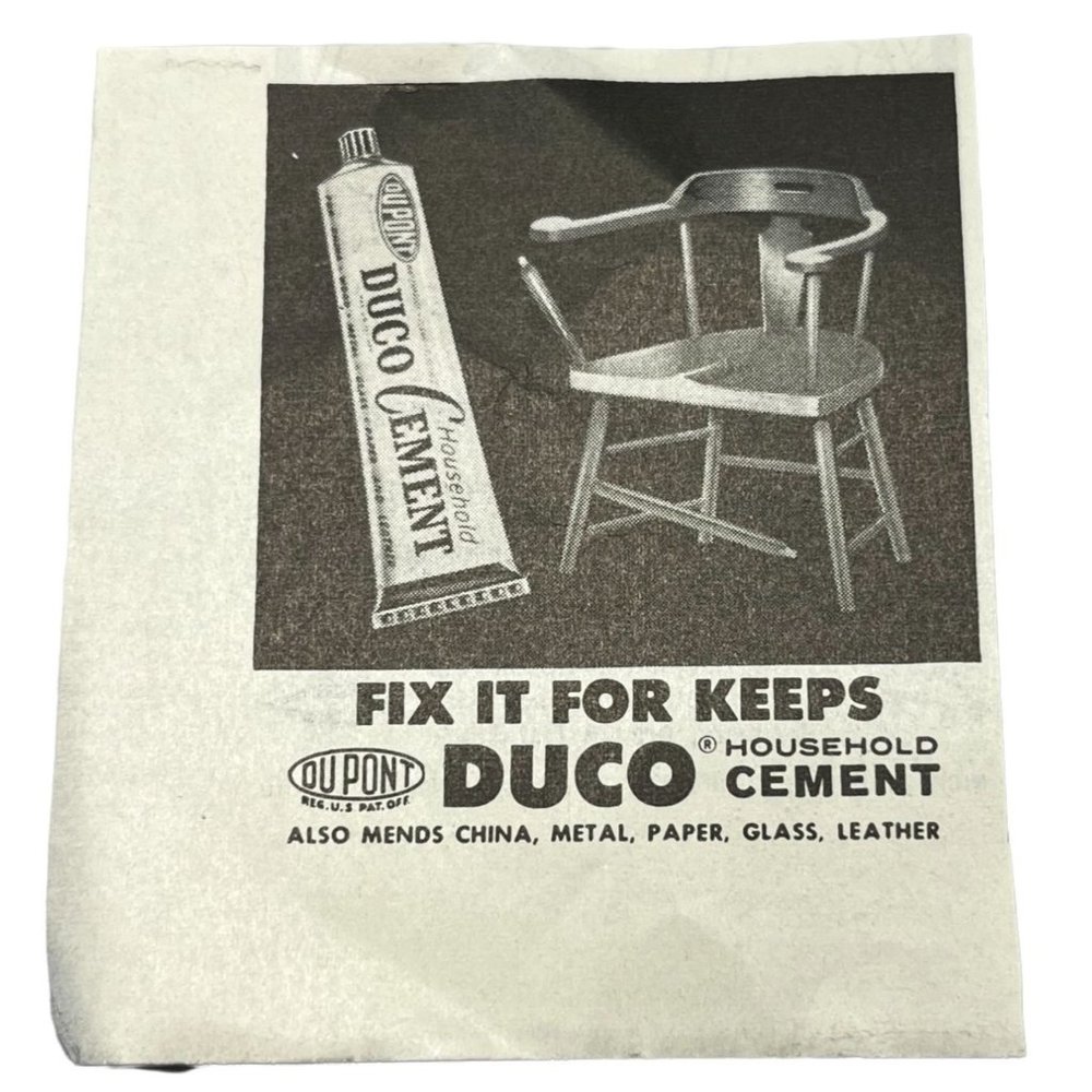 Mini Vintage Print Ad Duco Household Cement Dupont Home Repair Decor 1960s